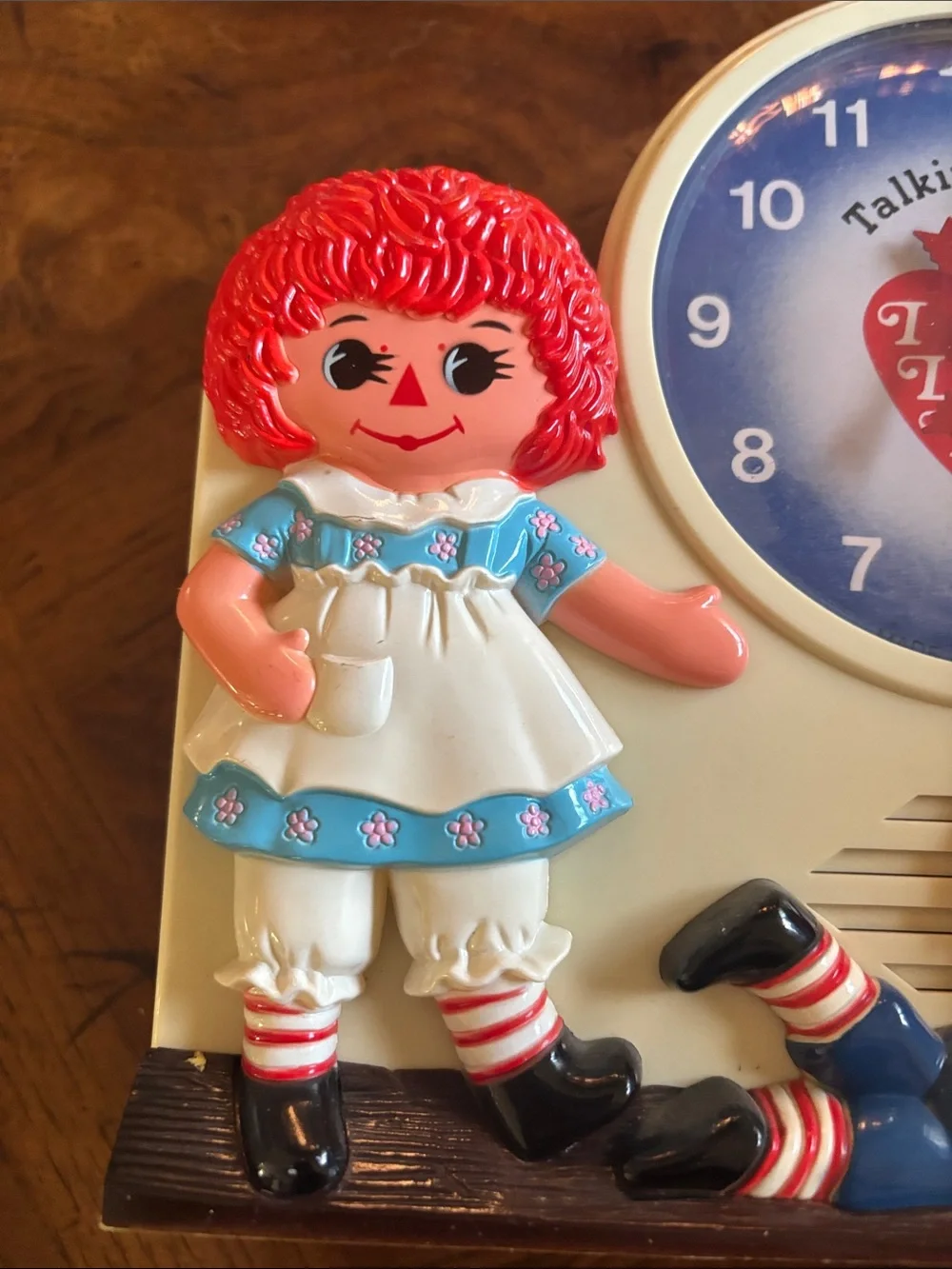 Vintage 1974 Raggedy Ann and Andy Wind-Up Talking Alarm Clock